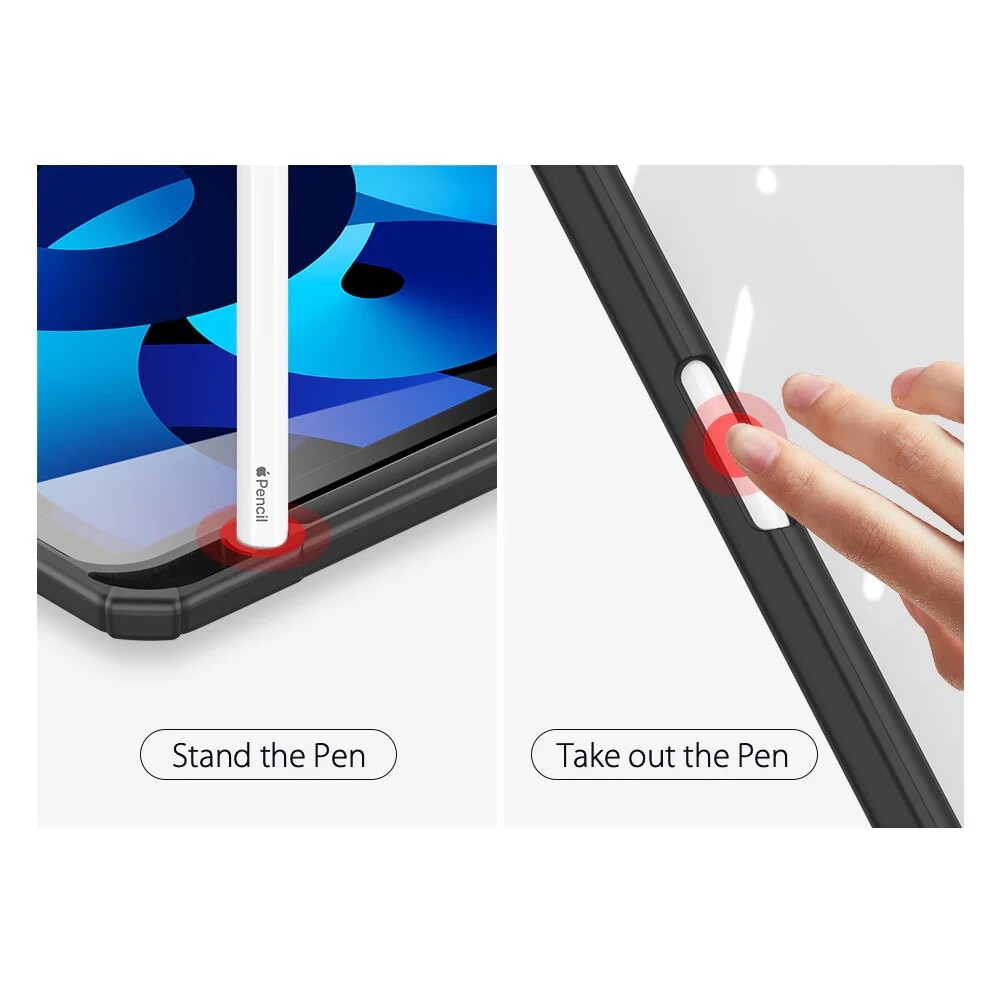 Husa premium tableta Apple iPad Air 11" (2024), Sigloo, interior imitatie piele, suport Smart Pen, spate din PC transparent, rezista la socuri, Pink