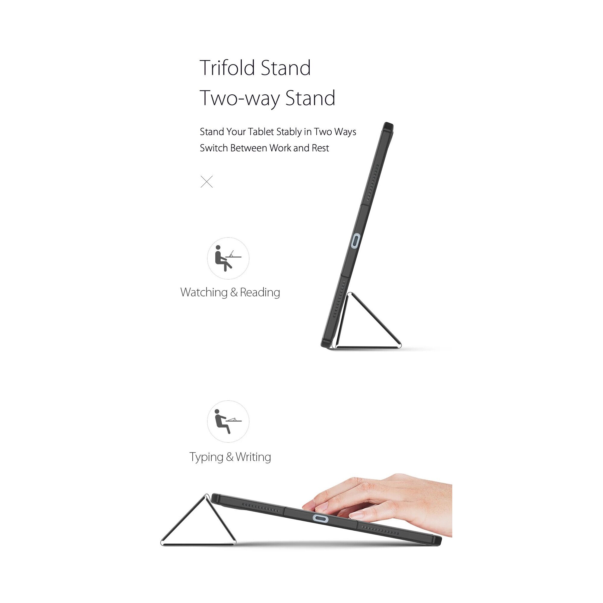 Husa premium tableta Apple iPad Air 11" (2024), Sigloo, interior imitatie piele, suport Smart Pen, spate din PC transparent, rezista la socuri, Pink