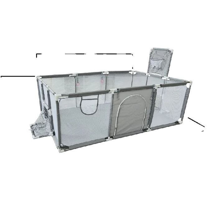 Tarc copii, Spatiu de joaca, Gri deschis, 107x231x129cm