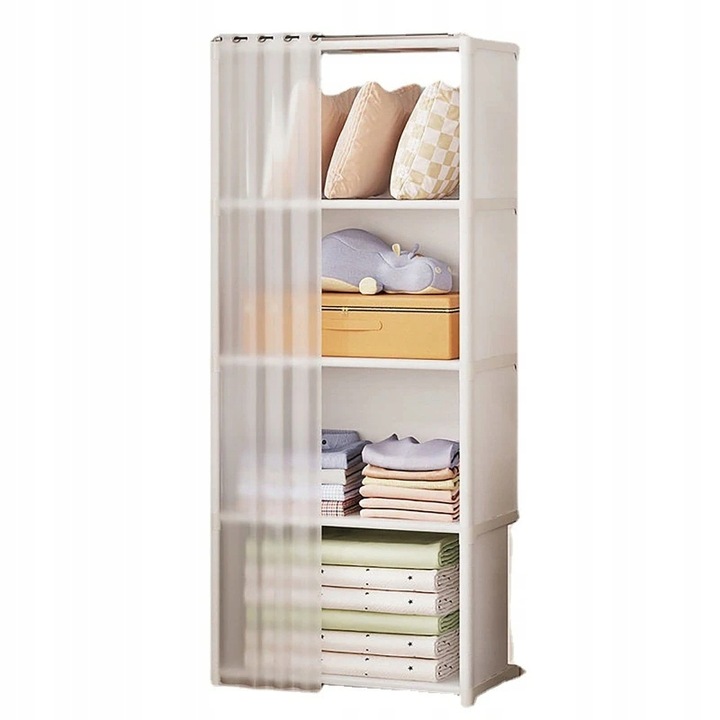 Moduláris összecsukható szekrény ruhafogas ruhásszekrény fém 125x28x40 cm