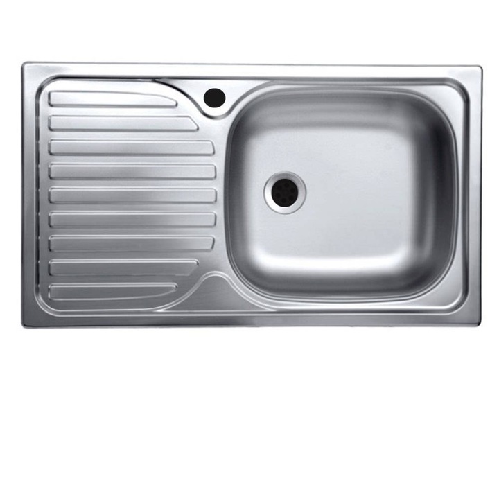 Chiuveta inox anticalcar de blat, 43.5x76 cm, cuva dreapta