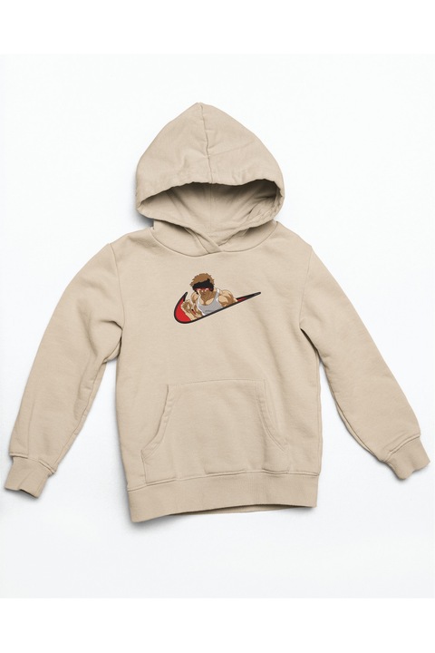 Hanorac Anime Brodat cu Baki v2, Crem