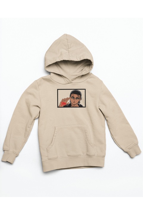 Hanorac Anime Brodat cu Blood Hand din Attack on Titan, Crem