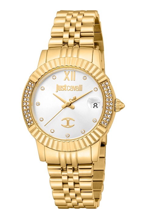 JUST CAVALLI, Ceas din otel inoxidabil cu cristale, Auriu