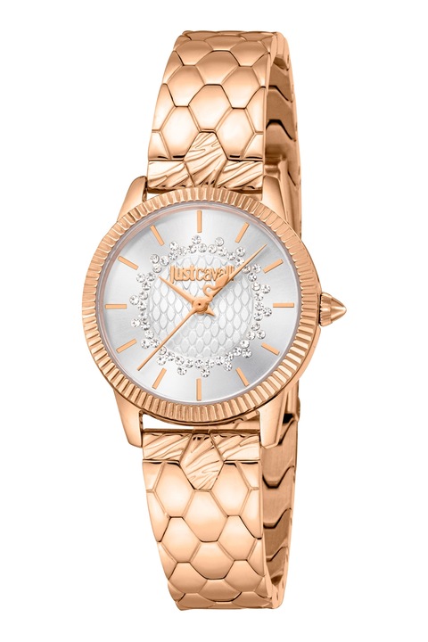JUST CAVALLI, Аналогов часовник с кристали на циферблата, Rose Gold