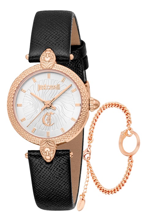JUST CAVALLI, Часовник и гривна, Rose Gold, Черен