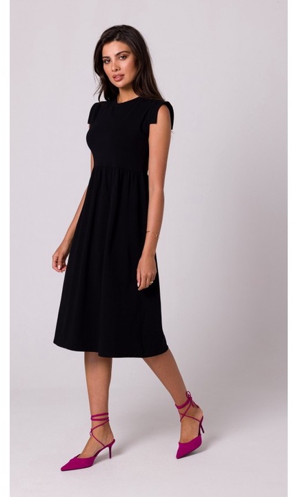 Rochie cu talie inalta - negru, Negru