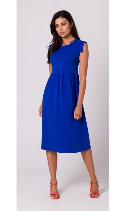 Рокля с талия - тъмносин, Син, L