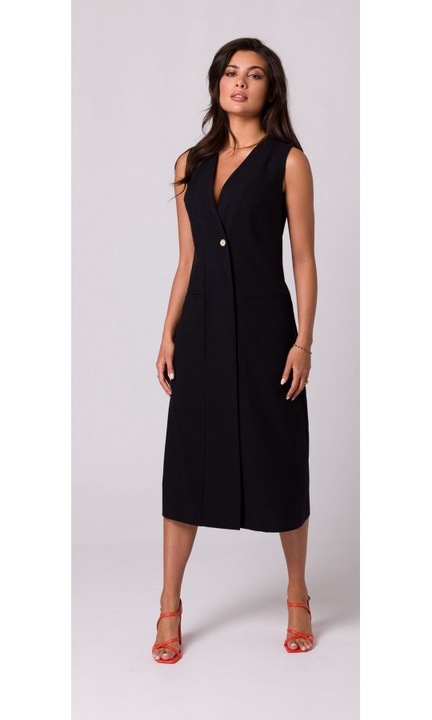 Миди рокля без ръкави - черна, Черен