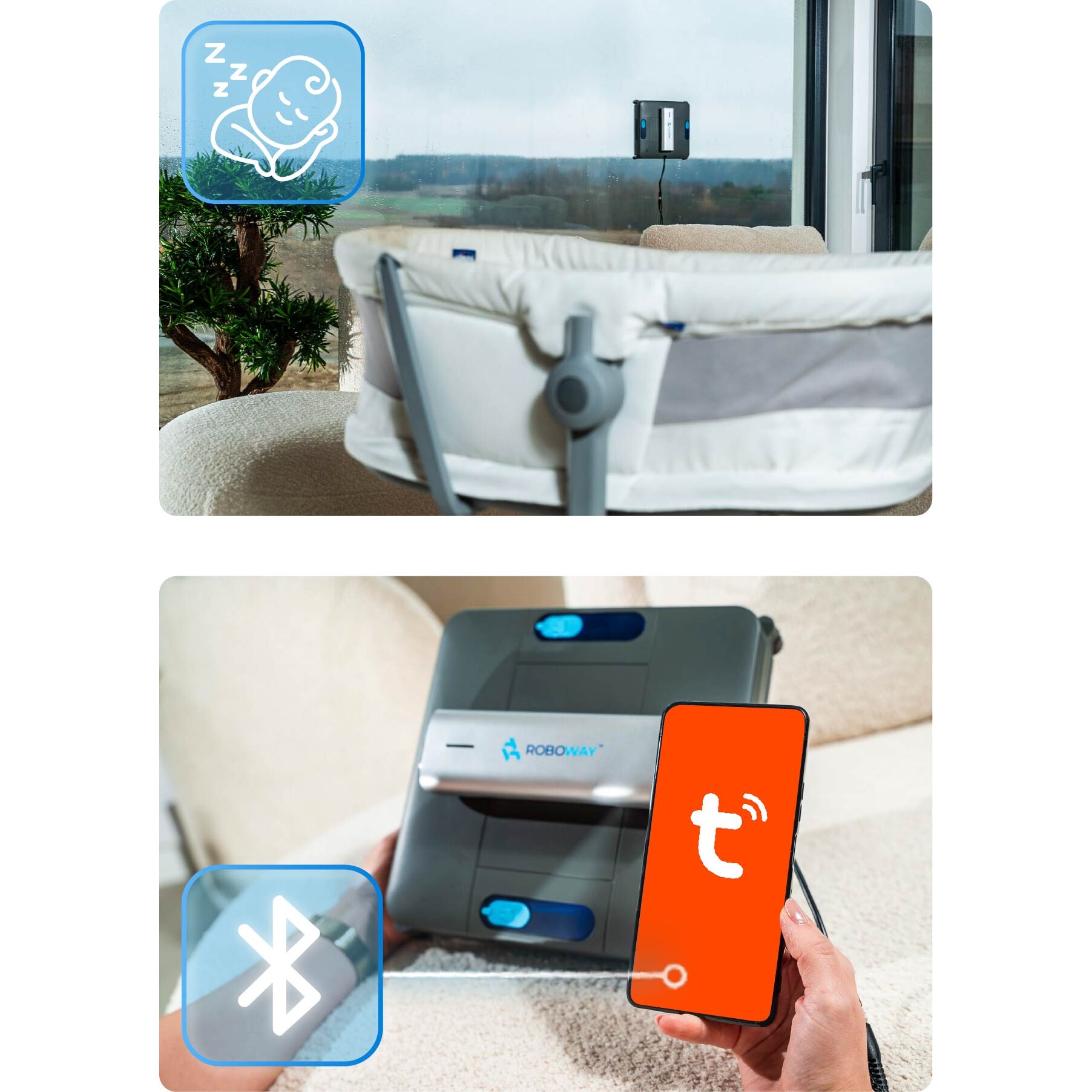 Robot inteligent de curatare a geamurilor Roboway RW-5-PRO, 2 pulverizator, 4000pA, Control de la distanta, adaptor de alimentare, Wifi, 4 moduri de curatare, Negru
