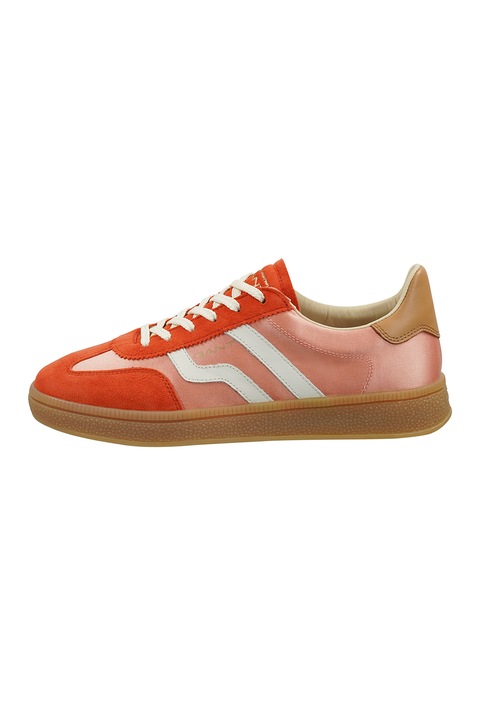 Gant, Pantofi sport cu insertii de piele intoarsa Cuzima, Rosu/Roz deschis