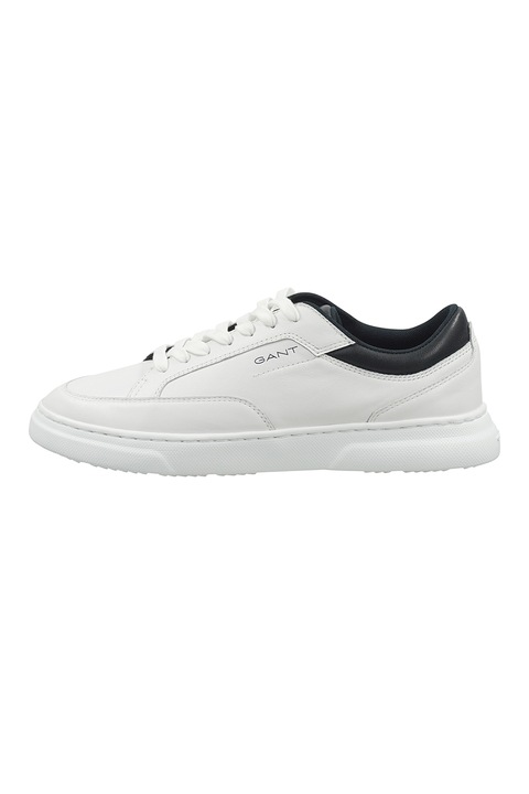 Gant, Joree bőrsneaker diszkrét logóval, Fehér/Sötétkék