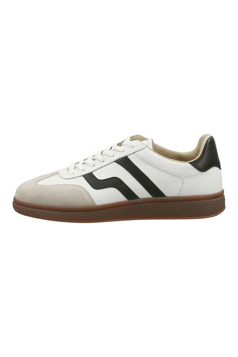 Gant, Cuzmo bőrsneaker kontrasztos részletekkel, Fehér/Fekete/Drapp