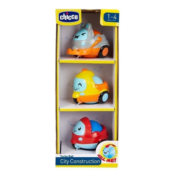 Set 3 Masini Constructie Chicco, 6x6x6cm, Multicolor