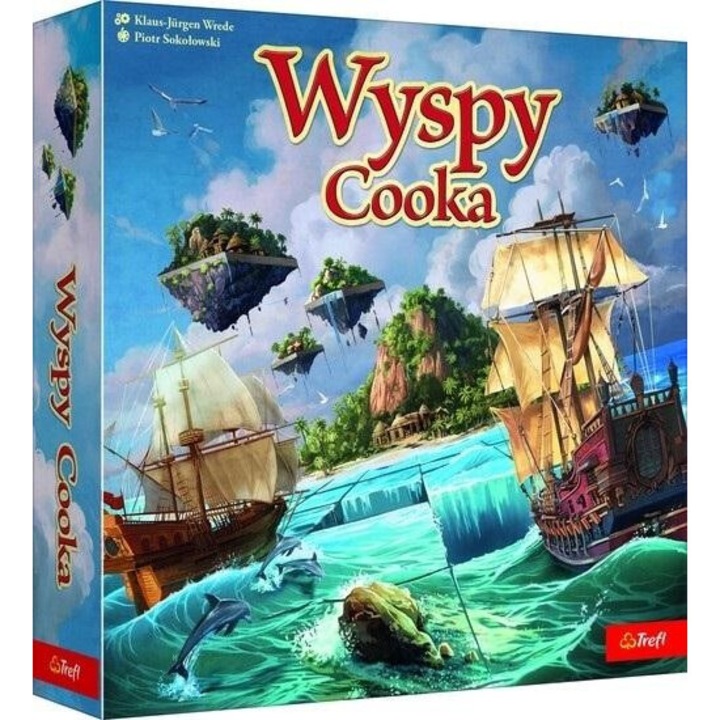 Настолна игра Wyspy Cooka, Trefl, 16 жетона за съкровища, 69 морски плочки, 284x288 mm