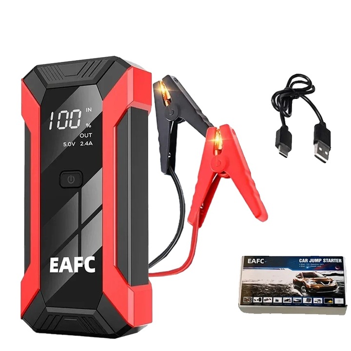 Redresor auto, 2000A, incarcare USB, iluminare LED, 18000-20000 mAh