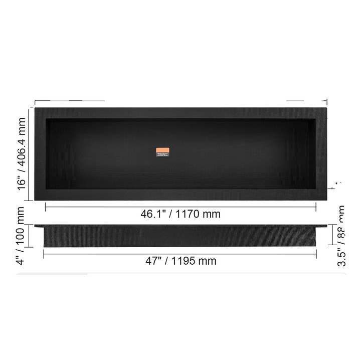 Suport de baie, Organizator pentru dus, Design montat pe perete, 4x16x24in, Plastic XPS, Negru