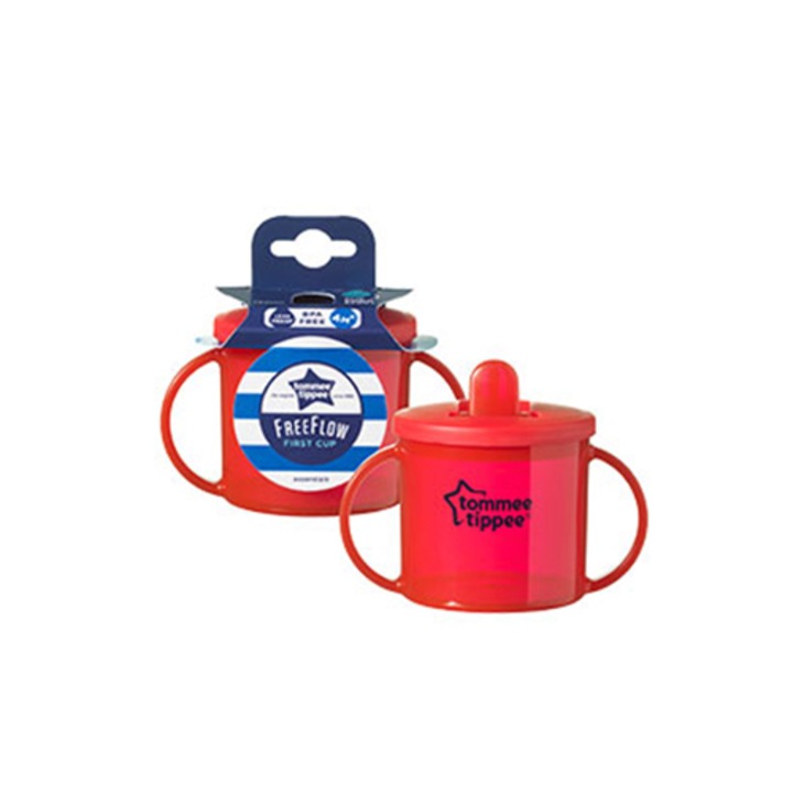 Чаша Basics Tommee Tippee First Cup, Мерителни чертички, 190 мл, Червена