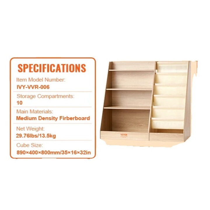 Fa könyvespolc, 4 szintes, hevederes kivitel, natúr, 10x25cm