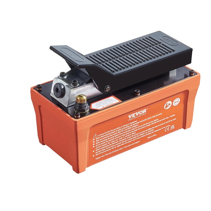 Pompa hidraulica pneumatica, 10,000 PSI, capacitate rezervor ulei 1.6 L, actionata pe picior, portocalie, 10.3x5.4x7.3 in