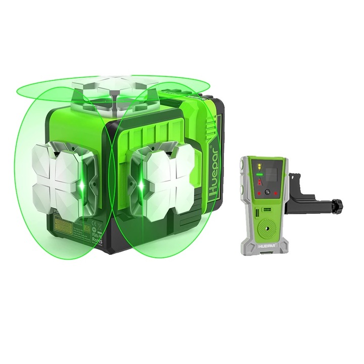 Nivela laser cu conectivitate Bluetooth, 12 linii laser verzi, IP54