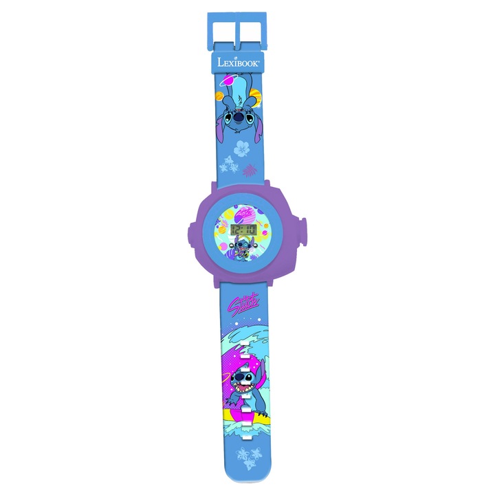 Ceas digital cu proiectie, curea din silicon, Lilo & Stitch Albastru