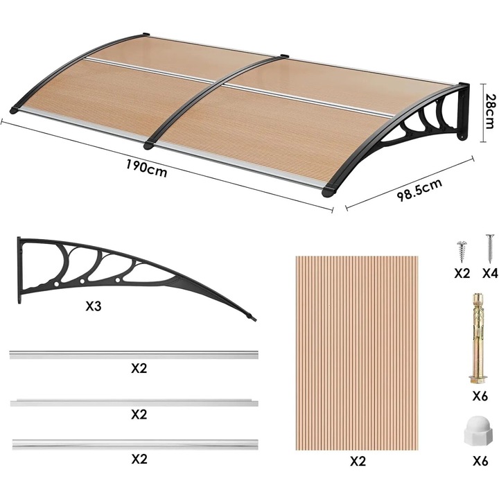 Copertina pentru usa, 190x98.5cm, rezistenta la intemperii, montare usoara, negru-maro