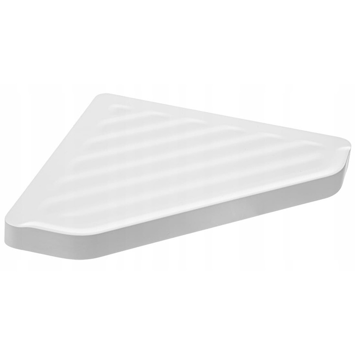 Raft de baie coltar, Kuchinox, alb mat, 39x20x20cm, din material ABS, montaj simplu