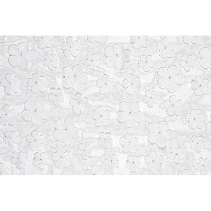 Fehér asztali futó virágokkal, PartyDeco, 26x500cm
