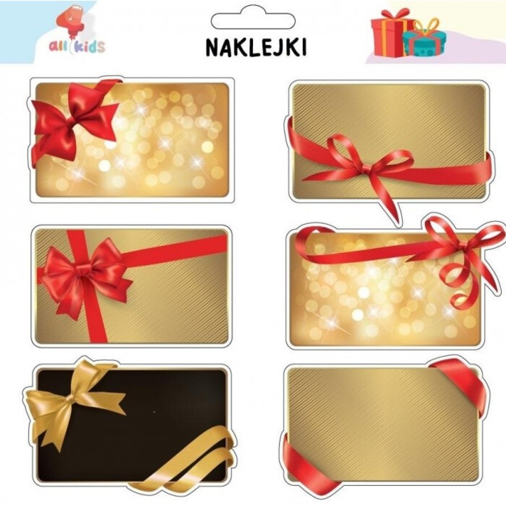 Set de 6 stickere decorative pentru cadouri, All4Kids, Craciun, 144x136mm