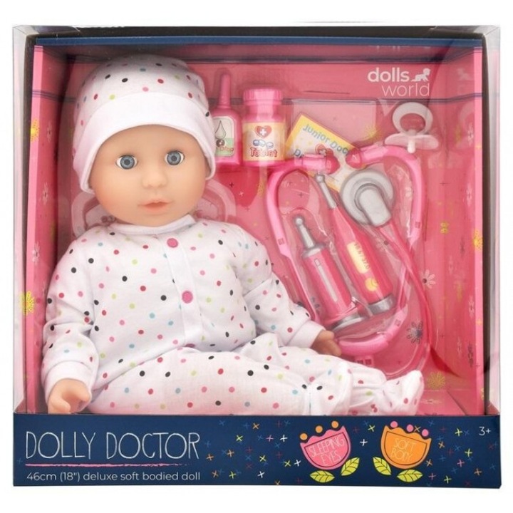 Papusa Dolly Doctor 46cm, Dolls World, cu accesorii, 340x320mm