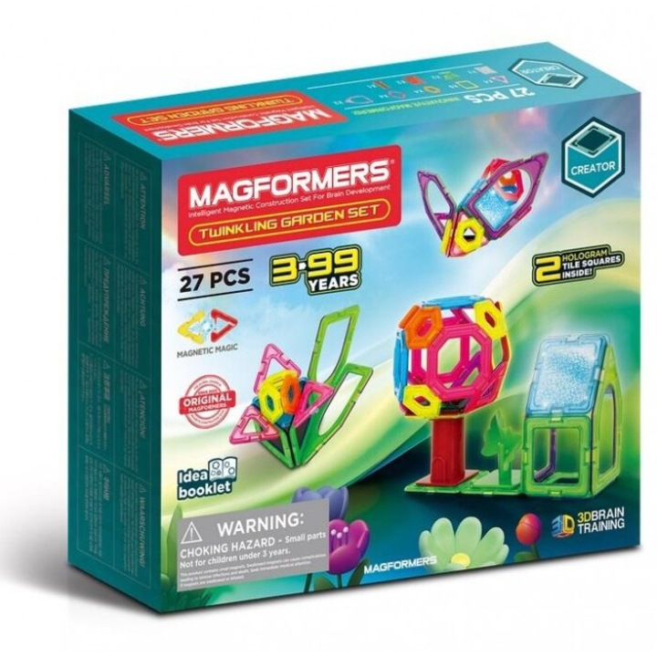 Set de constructie Magformers Twinkling Garden, 27 elemente, multicolor, 265x180mm