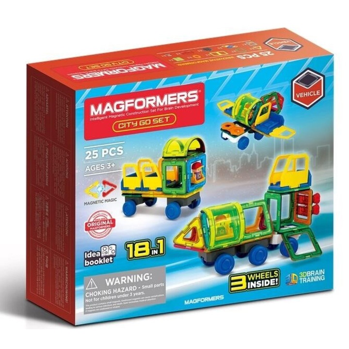 Set de constructie Magformers City Go, 25 elemente, multicolor, 285x240mm