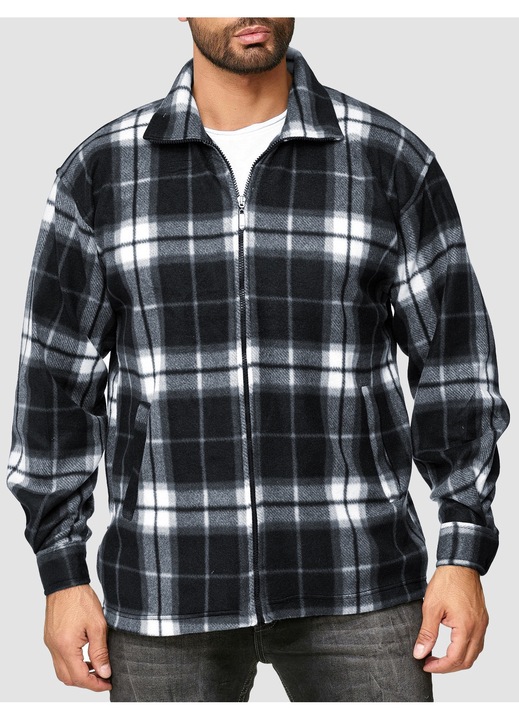 Arizonas gyapjú bomber dzseki, kockás, sötétszürke, 2 oldalzseb, poliészter, 3XL INTL