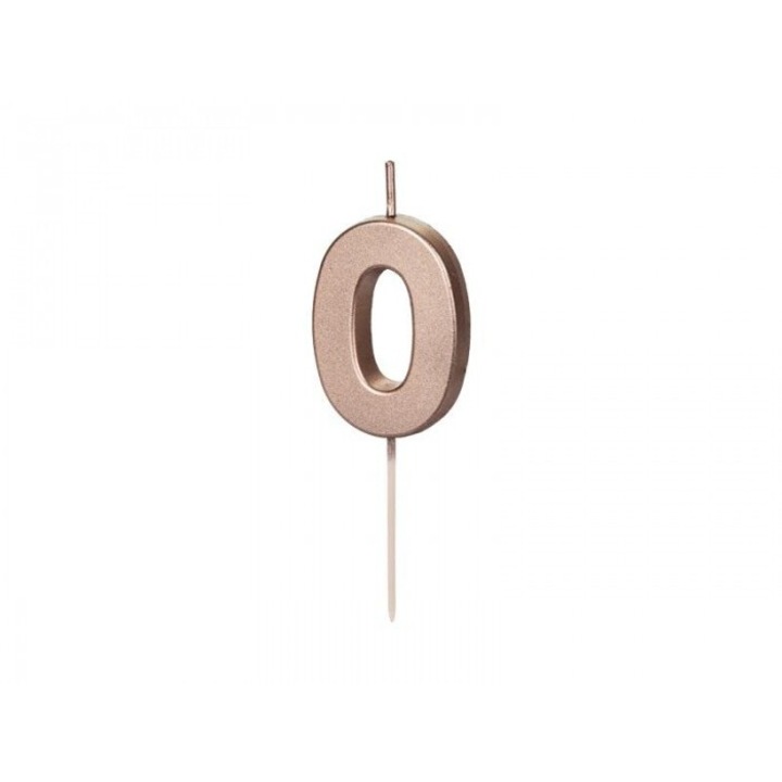 Lumanare ziua de nastere 0 auriu roz 4.5cm PartyDeco