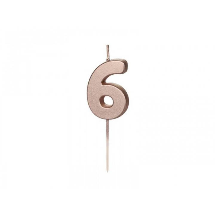 Lumanare ziua de nastere 6 auriu roz 4.5cm PartyDeco