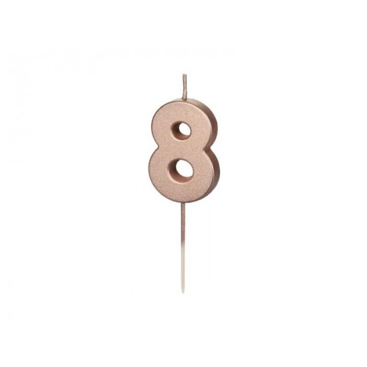 Lumanare ziua de nastere 8 auriu roz PartyDeco 4.5cm