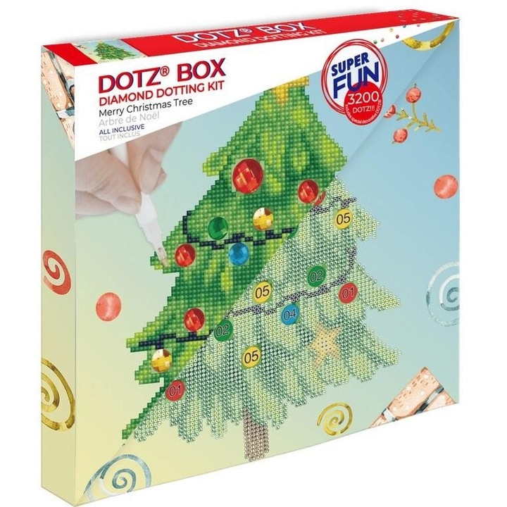 Pictura cu diamante, Diamond Dotz Pom de Craciun Fericit