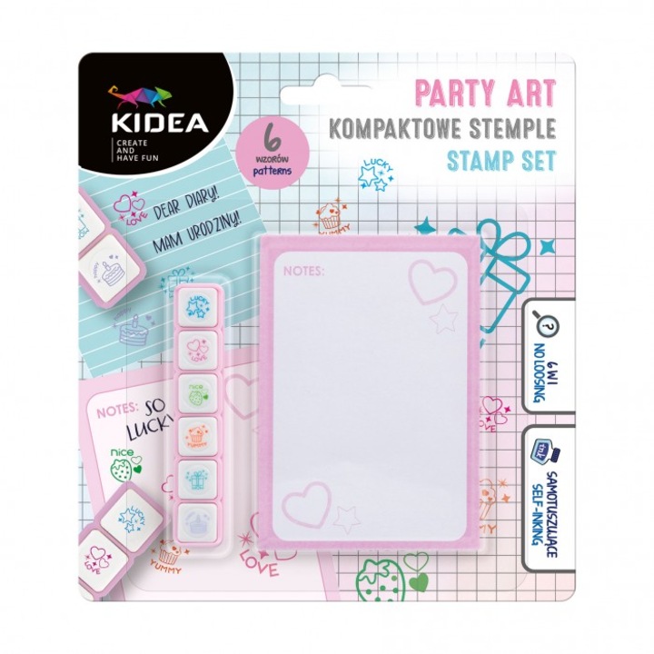 Kidea 6 színű party kompakt bélyegkészlet, 16x165x180mm