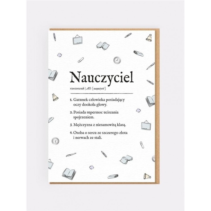 Karnet okolicznosciowy Nauczyciel, Nadwyraz, 12x17cm, set cu eleganta coperta eko kraft