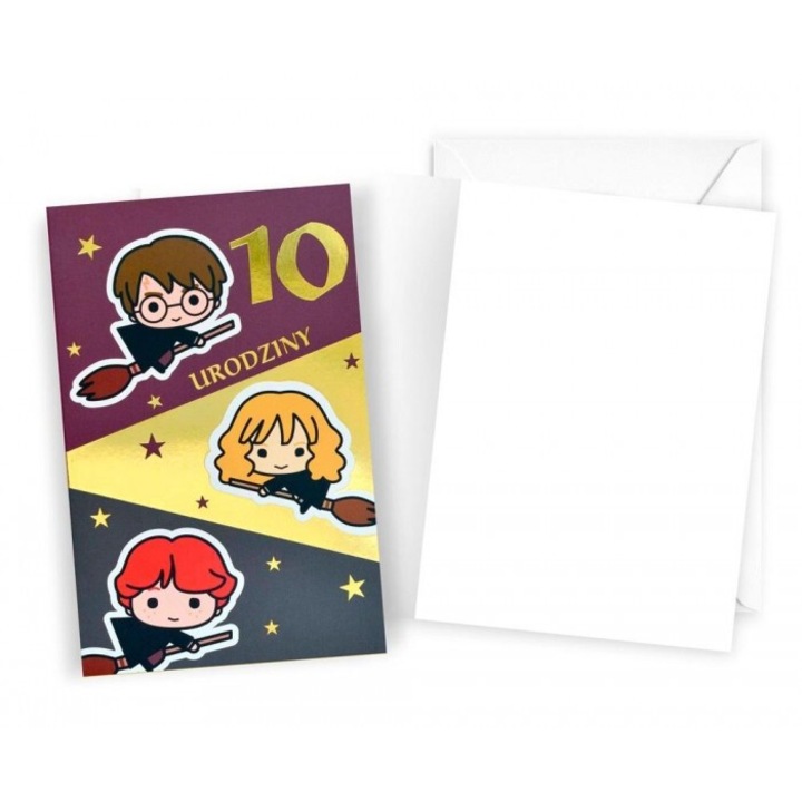 Felicitare Harry Potter, Kukartka, 10 ani, 11x17cm, Multicolor