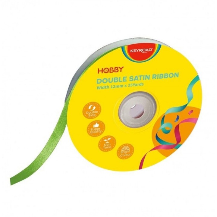 Kétoldalas szaténszalag zöld 12mmx22,86m szett, Keyroad