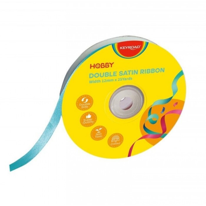 Ribanda dubla satinat, Keyroad, 12mmx22,86m, albastra