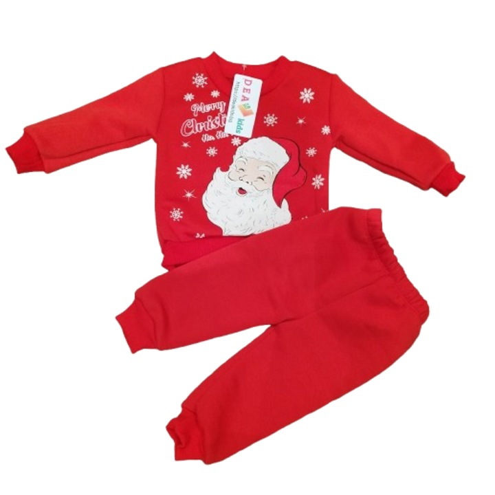 Коледен комплект, блуза и панталон момче/момиче, сантиметри, Червен, 68-74 CM