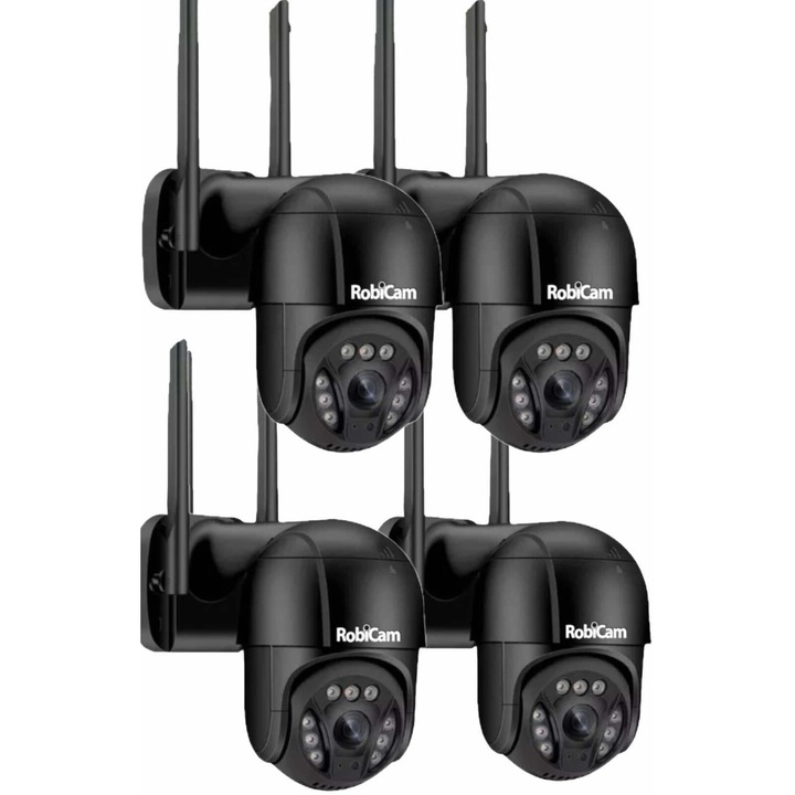 4 броя камери, 8MP, 4K, Черни, RobiCam, iCsee, А13, Ultra HD