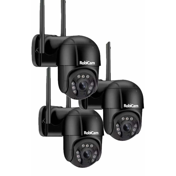 3 броя камери, 8MP, 4K, Черни, RobiCam, iCsee, А13, Ultra HD