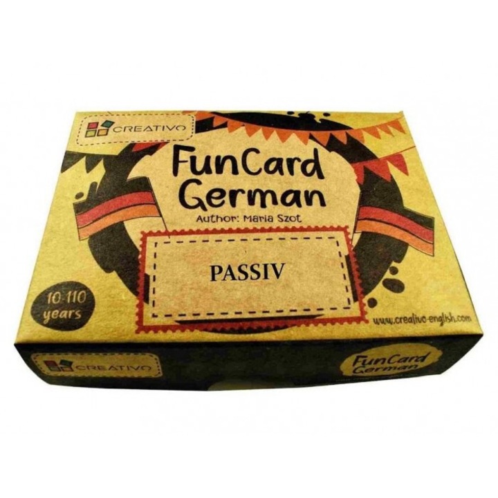 Német nyelvtanuláshoz való szórakoztató kártya, CREATIVO, 50 db-os kártyakészlet, 78x90 mm