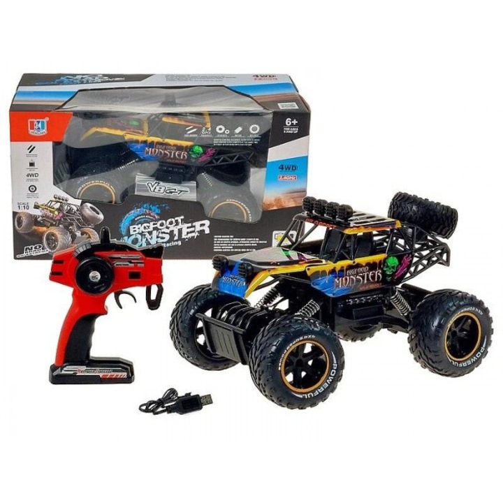 Masinuta R/C Adar, teren, 4WD, 49,5x26x25cm, set cu acumulator si incarcator