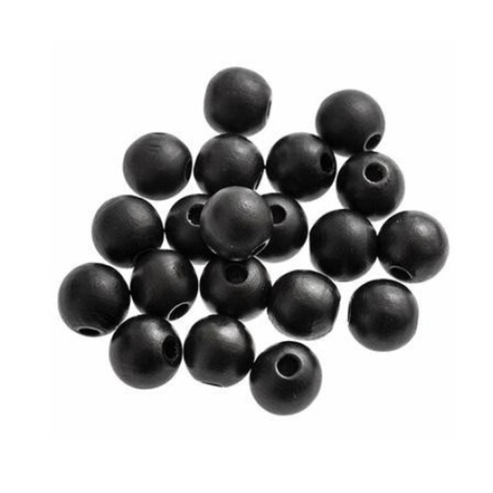 Margele din lemn 16mm, 20 buc, negru mat Dalprint