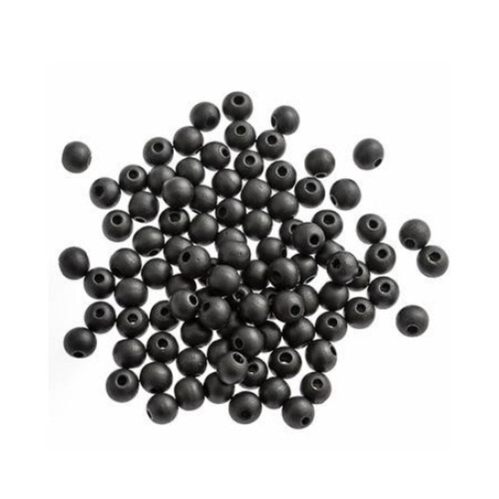 Margele din lemn 10mm, 100 buc, negru mat